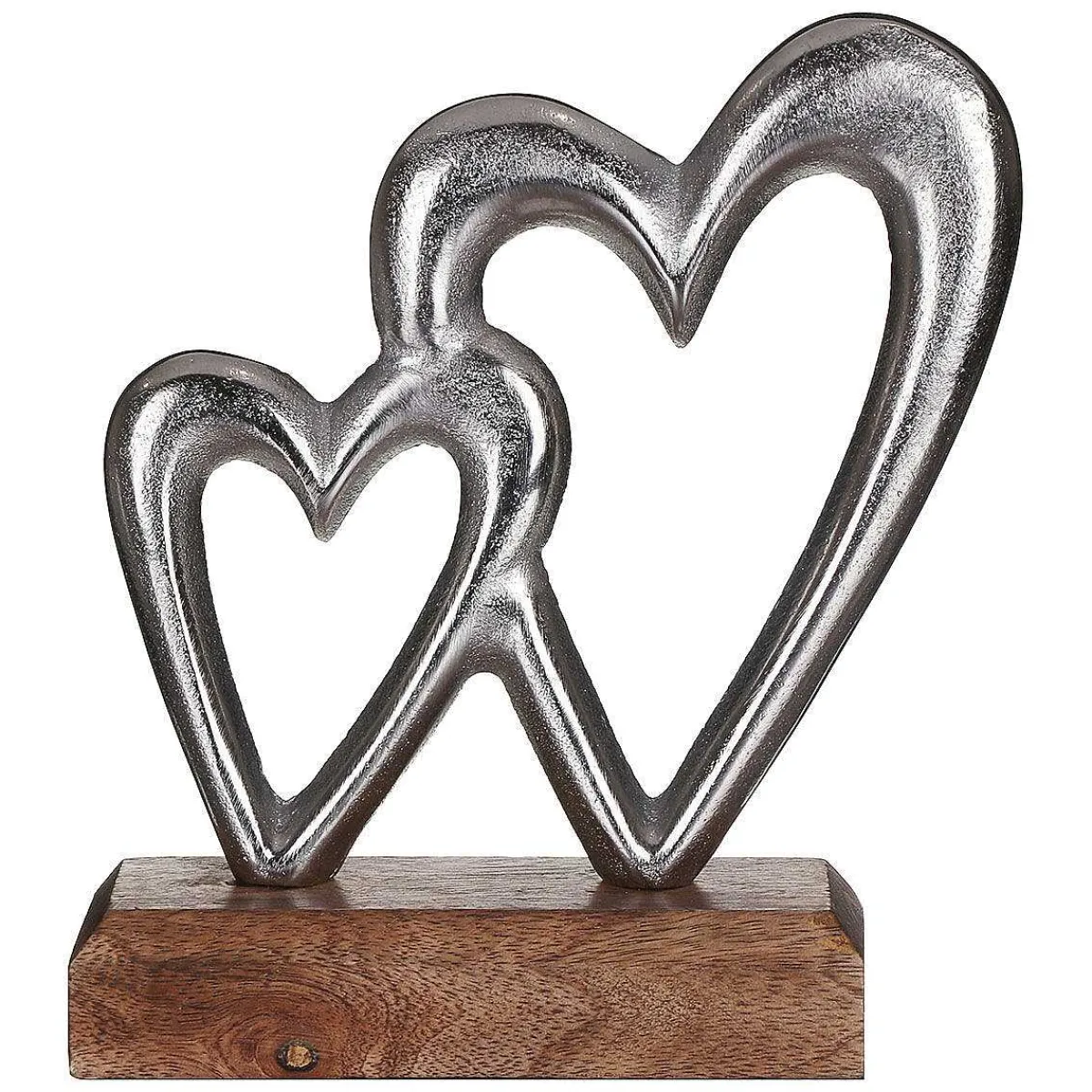 Silver Interlocked Hearts On Wooden Base Decoration>Transomnia Online