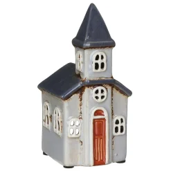 Grey Church Tealight Holder>Village Pottery New