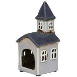 Grey Church Tealight Holder>Village Pottery New