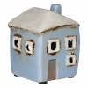 Mini Pale Blue Square House Tealight Holder>Village Pottery Outlet
