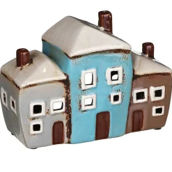 Multi Three House Tealight Holder>Village Pottery Cheap