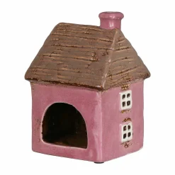 Pink Thatched House Tealight Holder>Village Pottery Sale