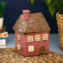 Pink Thatched House Tealight Holder><noscript><img width=