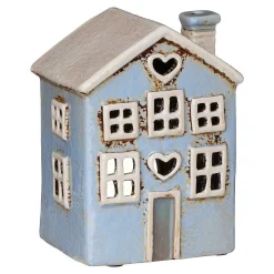 Small Light Blue Heart House Tealight Holder>Village Pottery Best Sale
