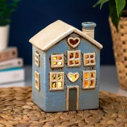 Small Light Blue Heart House Tealight Holder><noscript><img width=