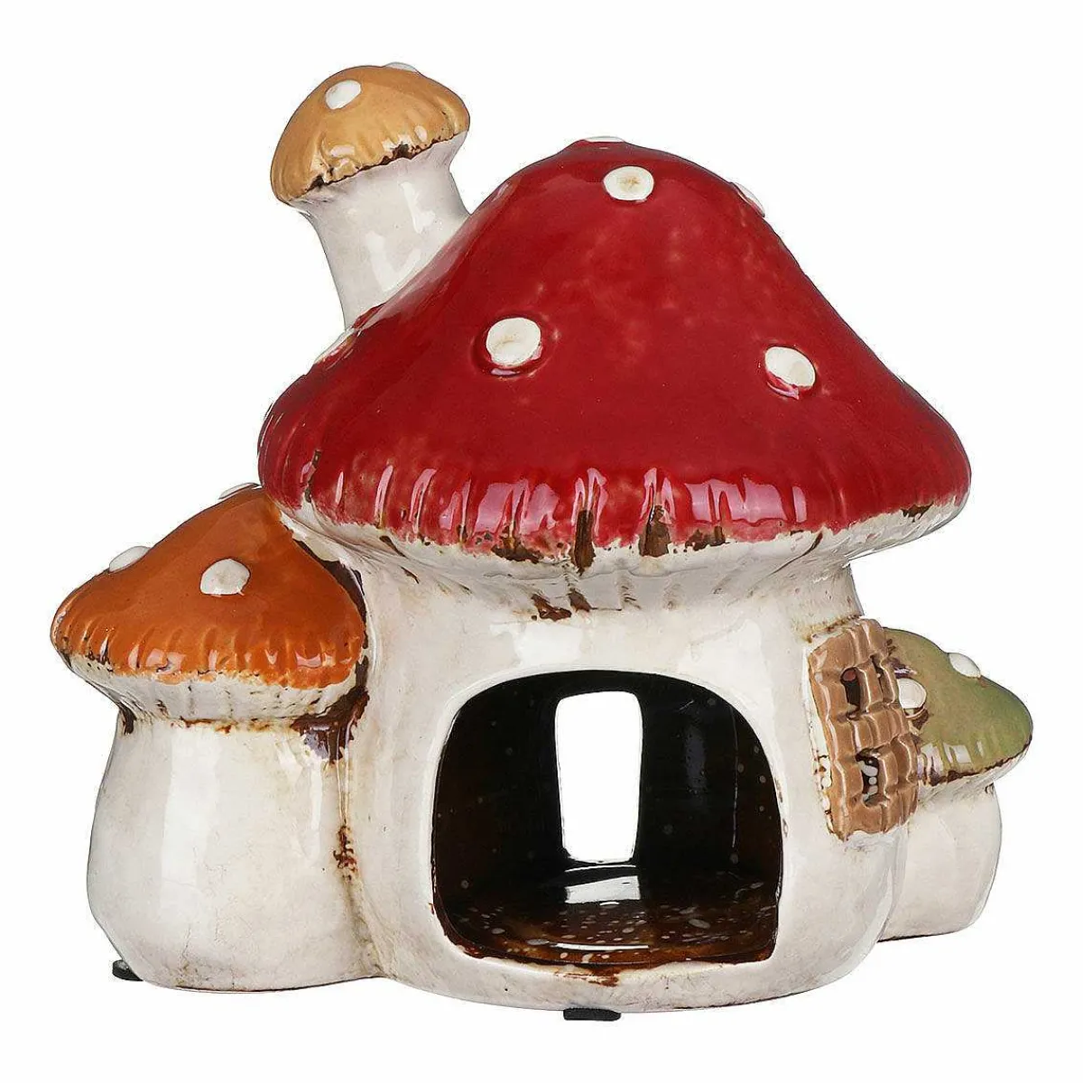 Three Mushroom House Tealight Holder>Village Pottery Clearance