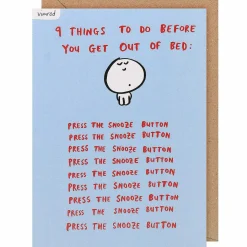 Snooze Button Greetings Card>Vimrod Store
