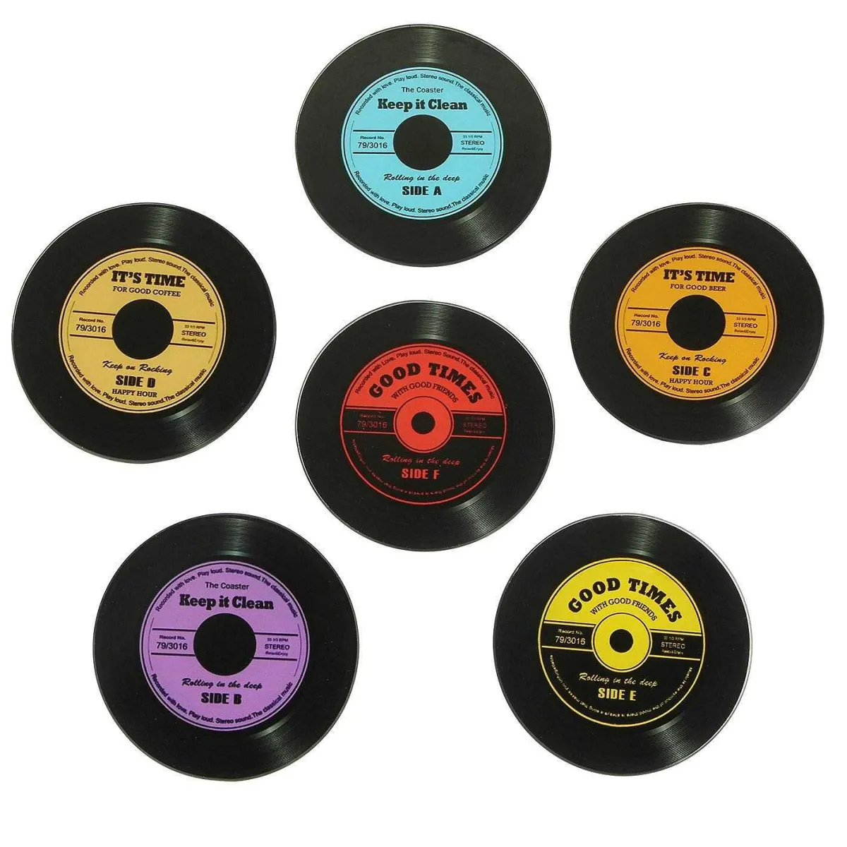 Vinyl Record Coasters - Set Of Six>Temptation Gifts Outlet