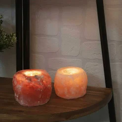 Himalayan Rock Salt Set Of 2 Tealight Holders><noscript><img width=