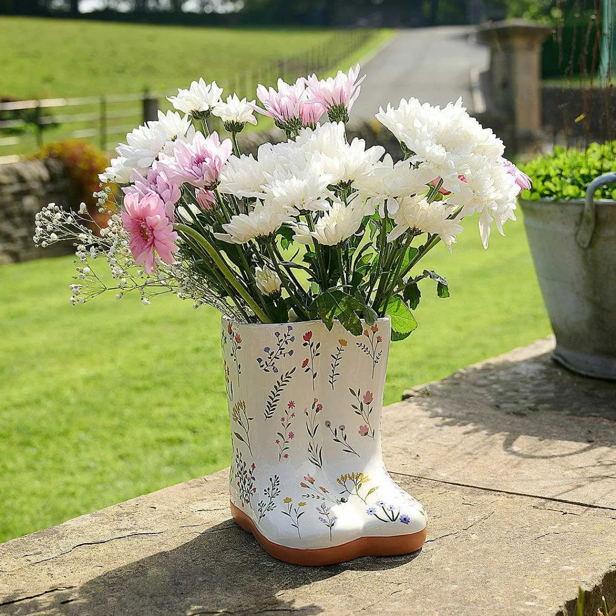The Cottage Garden Floral Wellies Small Ceramic Vase>Widdop & Co Outlet