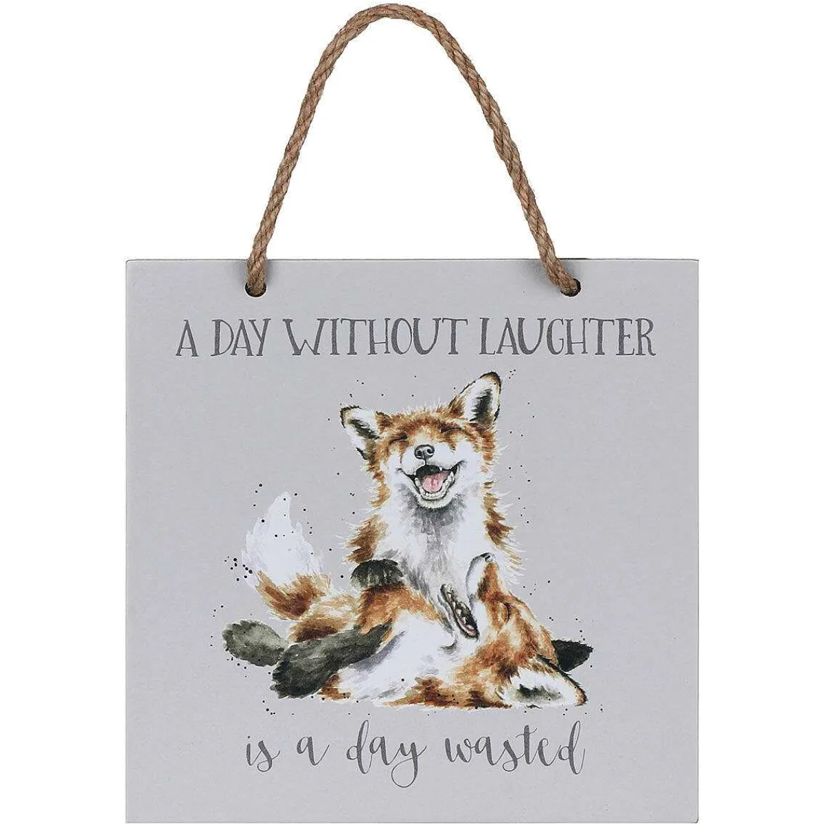 'A Day Without Laughter' Fox Wooden Plaque>Wrendale Best