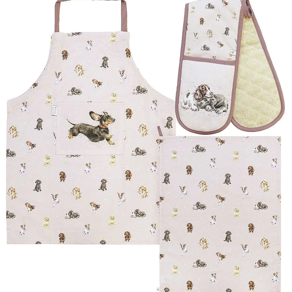 A Dog's Life Double Oven Glove, Tea Towel And Apron Set>Wrendale Best Sale