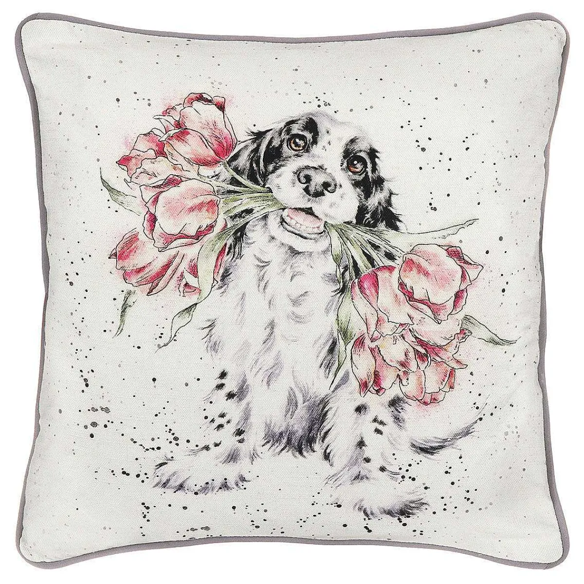 'Blooming With Love' Dog Square Cushion>Wrendale Outlet