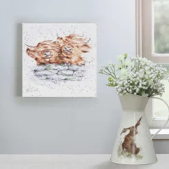 'Blown Away' Highland Cow Small Canvas>Wrendale Best