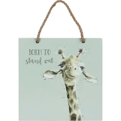 'Born To Stand Out' Giraffe Wooden Plaque>Wrendale Shop