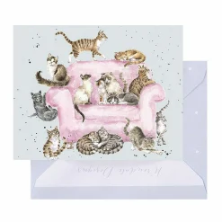 'Cattitude' Cats 9Cm Mini Card>Wrendale Fashion