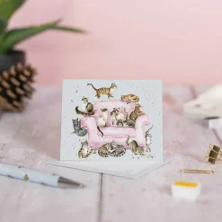 'Cattitude' Cats 9Cm Mini Card>Wrendale Fashion