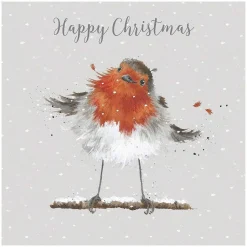 'Christmas Robin' Set Of 8 Luxury Boxed Christmas Cards><noscript><img width=