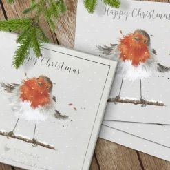 'Christmas Robin' Set Of 8 Luxury Boxed Christmas Cards><noscript><img width=