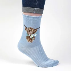 'Daisy Coo' Blue Cow Women's Bamboo Socks><noscript><img width=