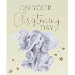 Elephant Christening Card>Wrendale Clearance