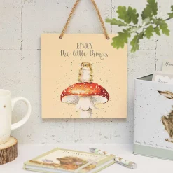'Enjoy The Little Things' Mouse Wooden Plaque>Wrendale Fashion