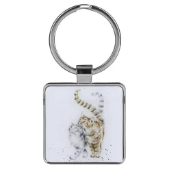 'Feline Good' Cat Metal Keyring>Wrendale Fashion