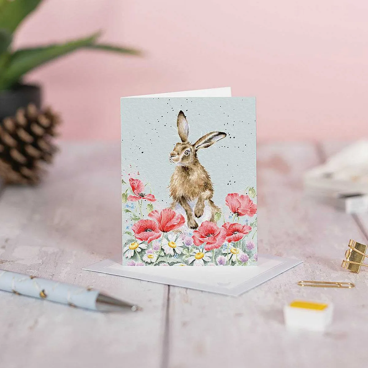 'Field Of Flowers' Hare 9Cm Mini Card>Wrendale Shop