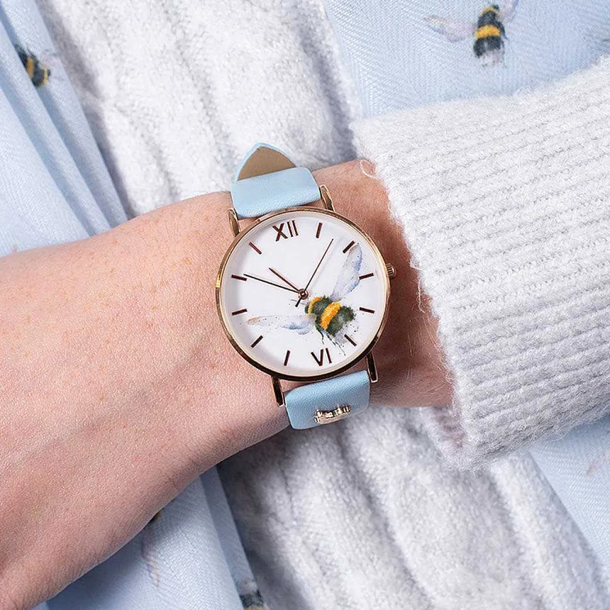 'Flight Of The Bumblebee' Bee Leather Watch>Wrendale Clearance