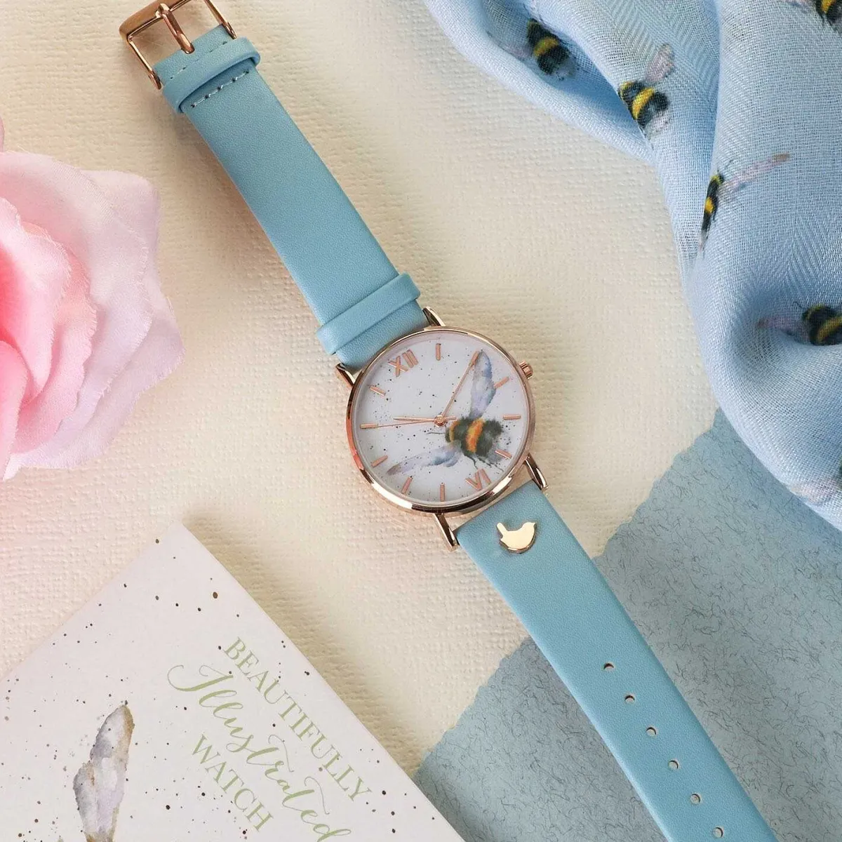 'Flight Of The Bumblebee' Bee Leather Watch>Wrendale Clearance