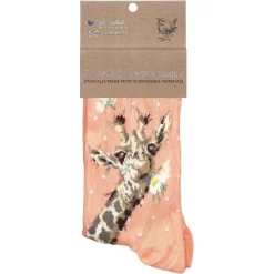 'Flowers' Coral Giraffe Women's Bamboo Socks>Wrendale Discount