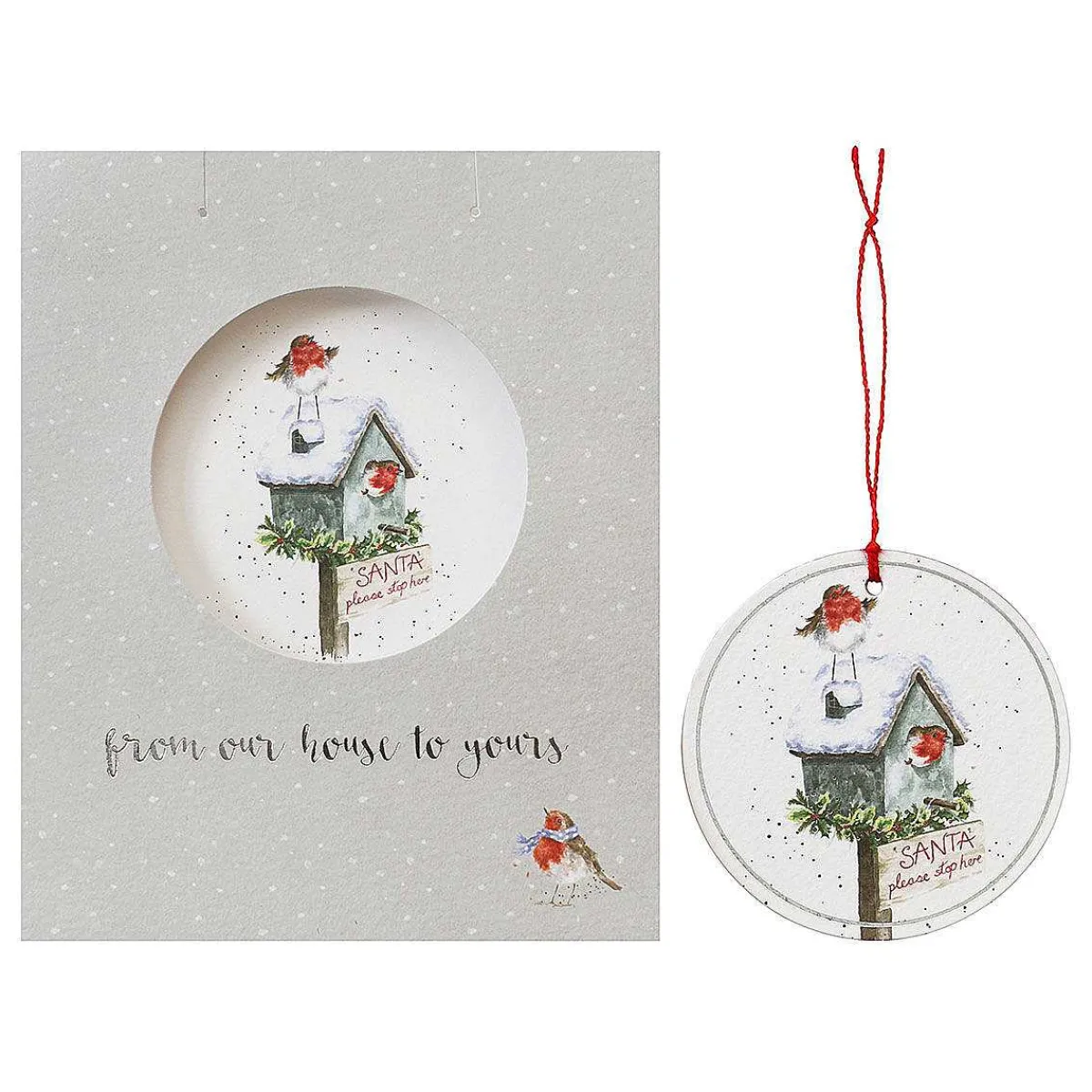 'From Our House To Yours' Christmas Card With Tree Decoration>Wrendale Clearance