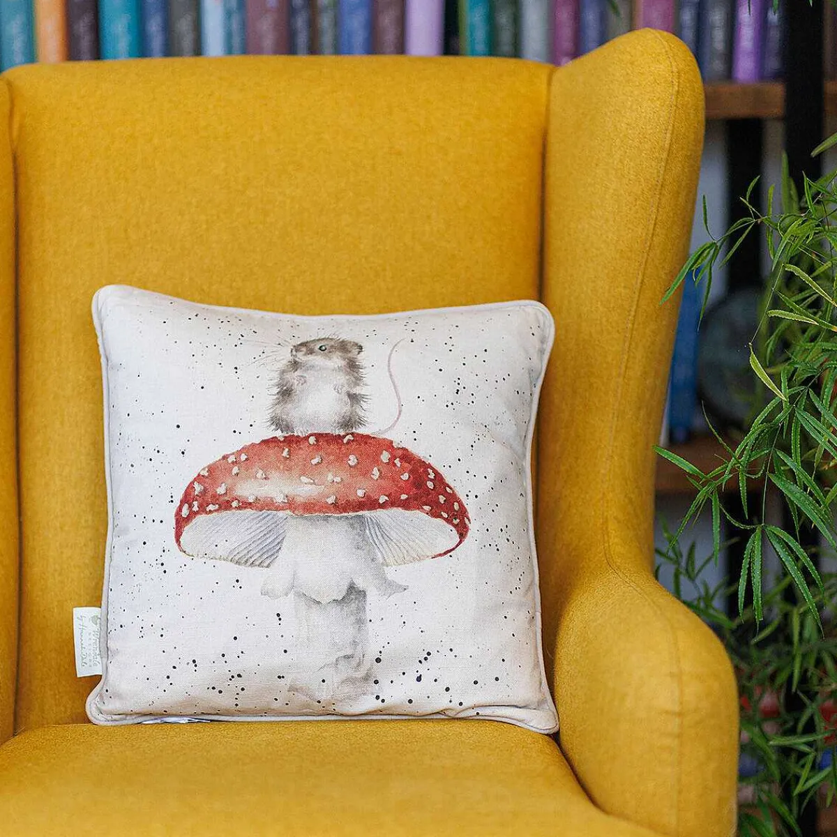 'He's A Fun-Gi' Mouse Square Cushion>Wrendale New