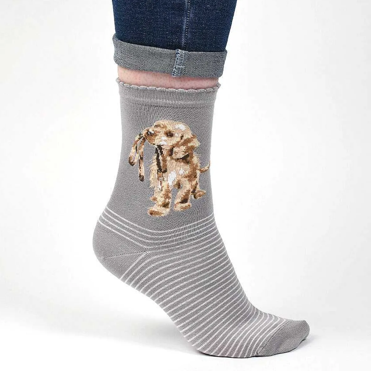 'Hopeful' Purple Dog Women's Bamboo Socks>Wrendale New