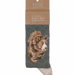In My Footsteps Bear Men's Bamboo Socks>Wrendale Best Sale
