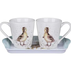 'Lovely Mum' Ducks 3 Piece Mugs & Tray Set><noscript><img width=