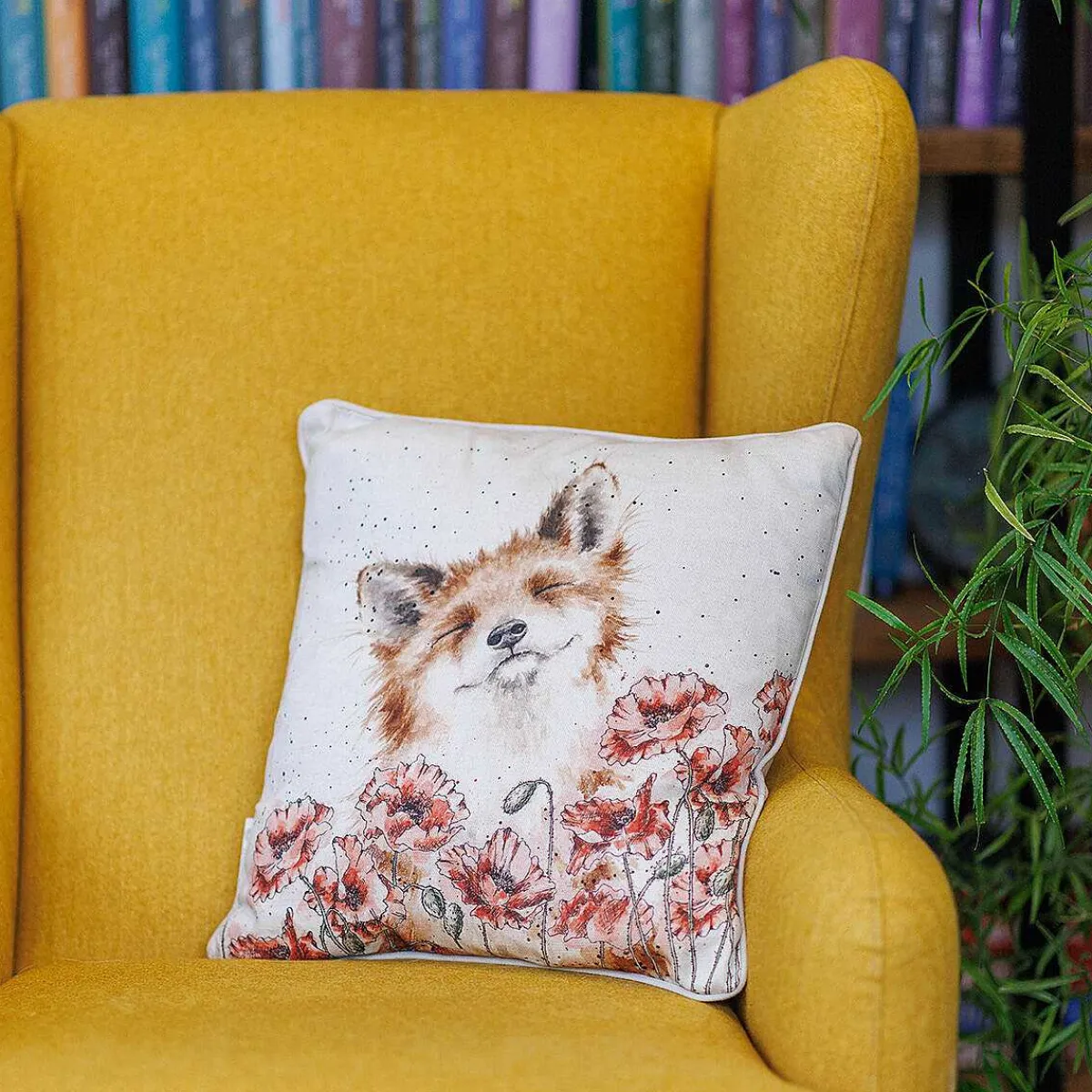 'Poppy Fields' Fox Square Cushion>Wrendale Sale