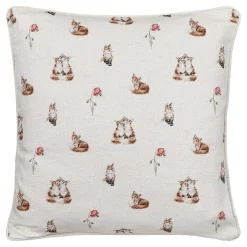 'Poppy Fields' Fox Square Cushion><noscript><img width=
