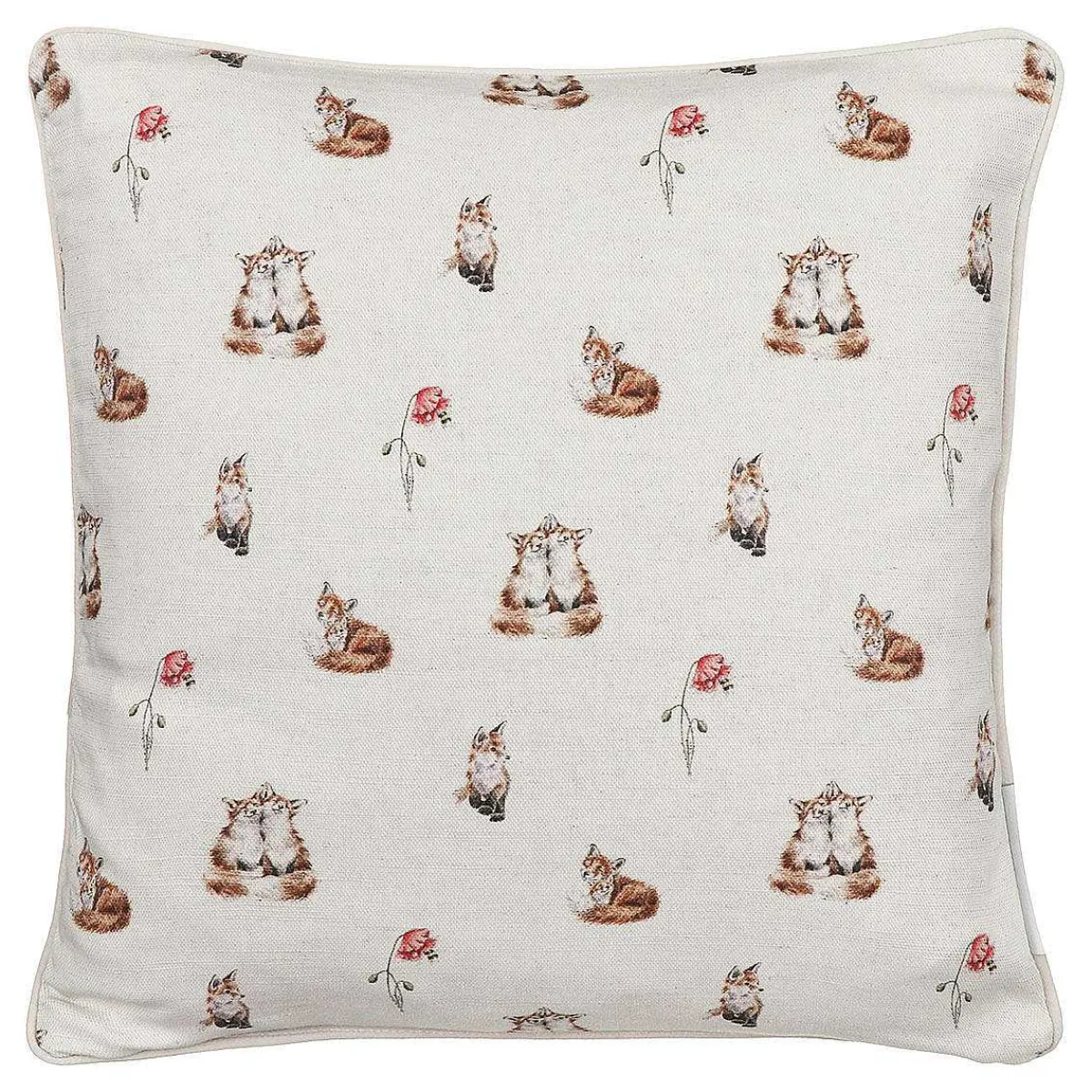 'Poppy Fields' Fox Square Cushion>Wrendale Sale