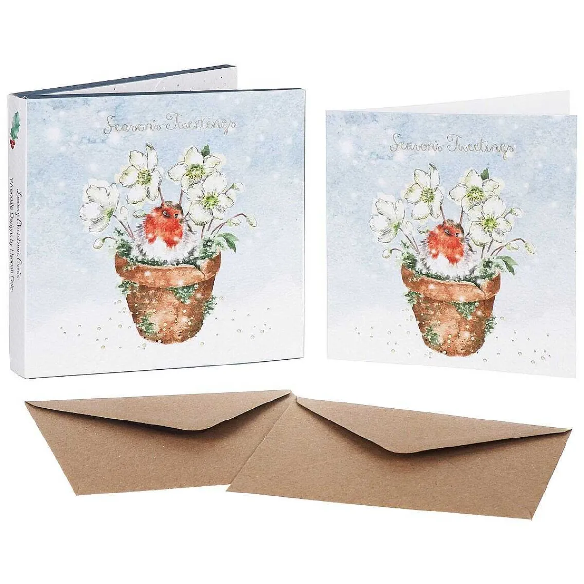 'season's Tweetings' Set Of 8 Luxury Gold Foiled Christmas Cards>Wrendale Discount