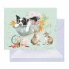 'sleeping On The Job' Dog & Rabbits 9Cm Mini Card>Wrendale Online