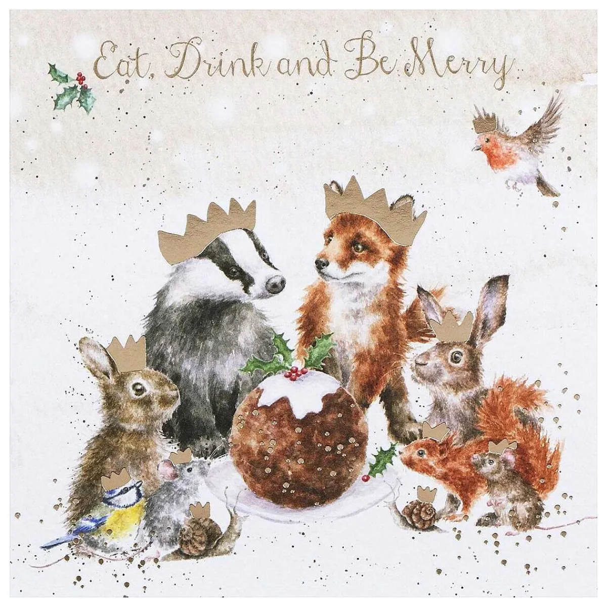 'The Christmas Party' Set Of 8 Luxury Gold Foiled Christmas Cards>Wrendale Clearance