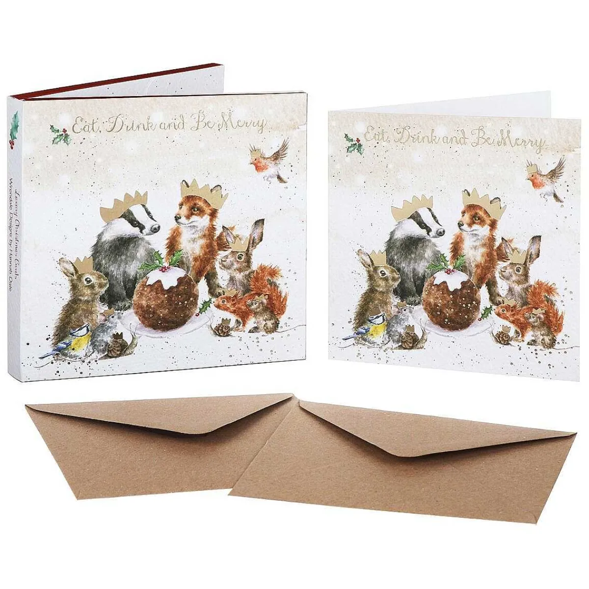 'The Christmas Party' Set Of 8 Luxury Gold Foiled Christmas Cards>Wrendale Clearance