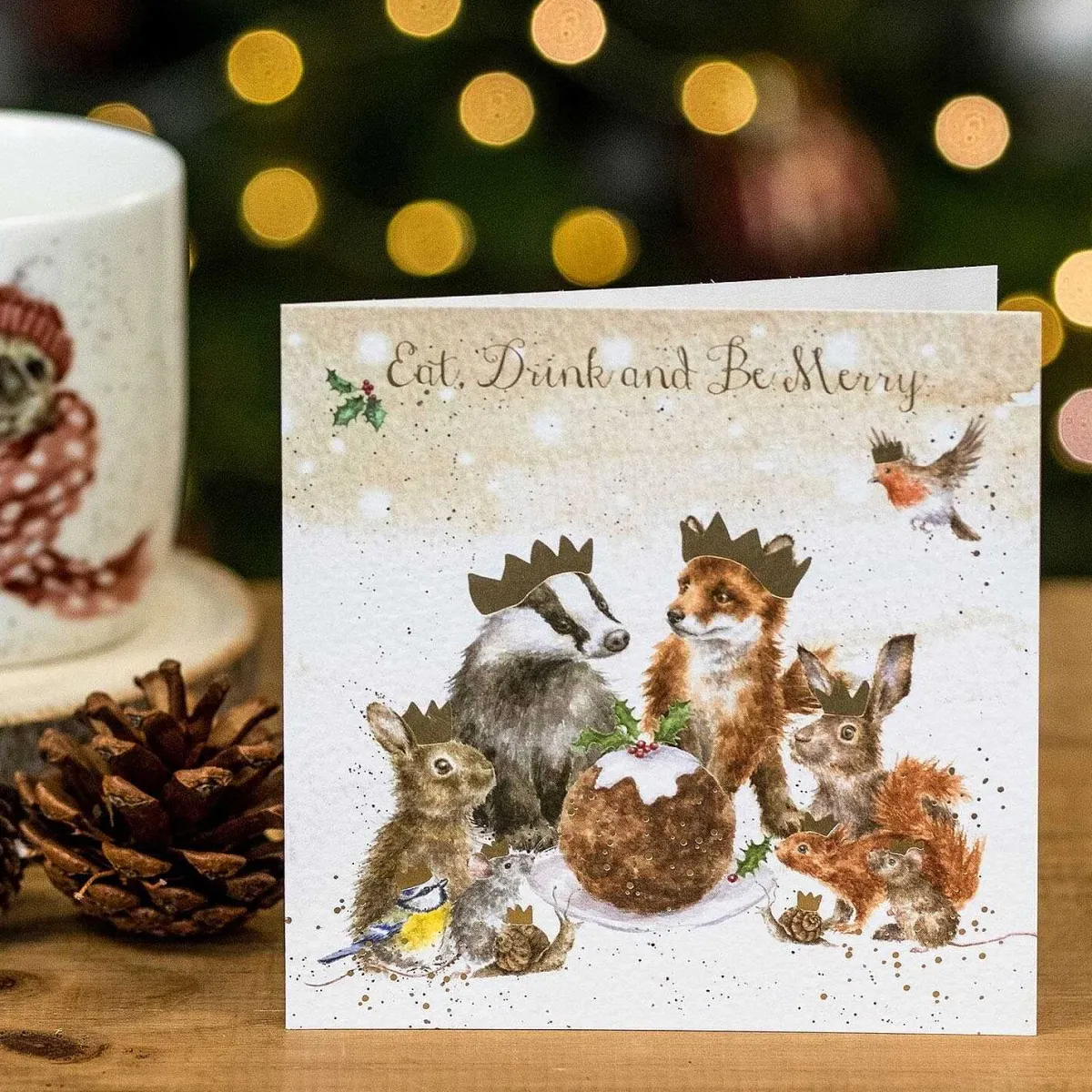 'The Christmas Party' Set Of 8 Luxury Gold Foiled Christmas Cards>Wrendale Clearance