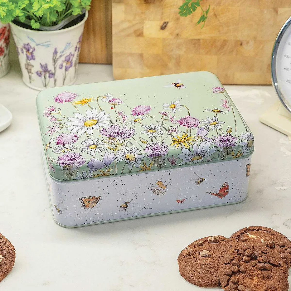 'The Country Set' Green Rectangular Tin>Wrendale Clearance