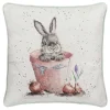 'The Flower Pot' Rabbit Square Cushion>Wrendale Sale