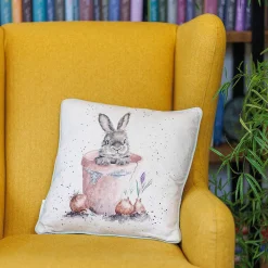 'The Flower Pot' Rabbit Square Cushion><noscript><img width=
