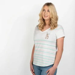 'The Hare And The Bee' Hare Striped Cotton T-Shirt>Wrendale Flash Sale
