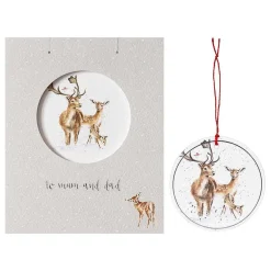 'To Mum And Dad' Christmas Card With Tree Decoration>Wrendale Clearance