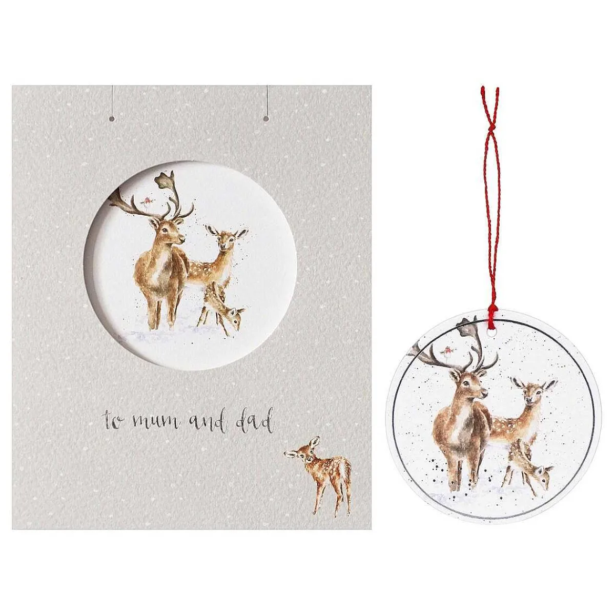'To Mum And Dad' Christmas Card With Tree Decoration>Wrendale Clearance